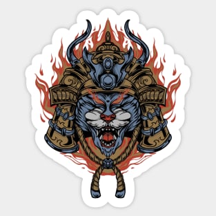 Demon cat samurai Sticker